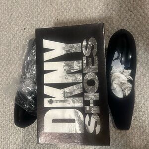 DKNY Black Satin Pointed-Toe Pumps